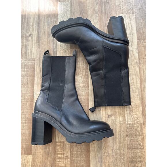 Women's Saks Fifth Avenue Lugsole Chunky Platform Heeled Boots size 40 Grunge - Picture 1 of 5